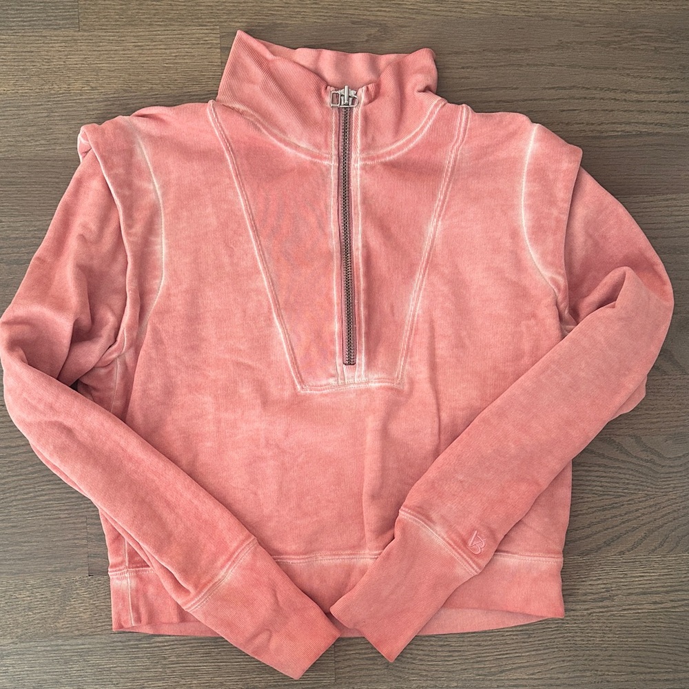 Veronica Beard Dylan Coral Half-Zip Sweatshirt